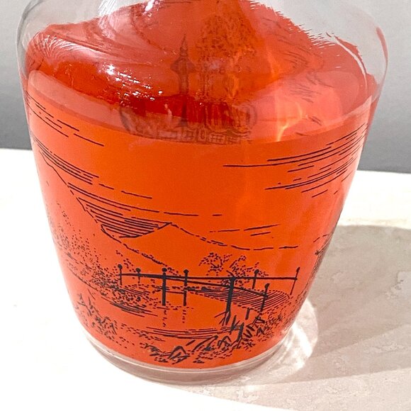 Vintage FRANCE Barware, Japanese Scene Liquor Decanter with Shot Glasses - Picture 4 of 13